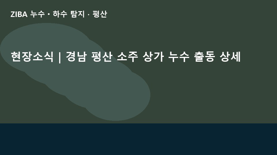 현장소식 | 경남 평산 소주 상가 누수 출동 상세